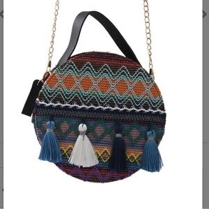 Embroidery Purple Faux Leather Mini Bag